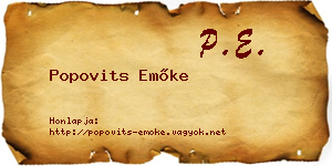 Popovits Emőke névjegykártya